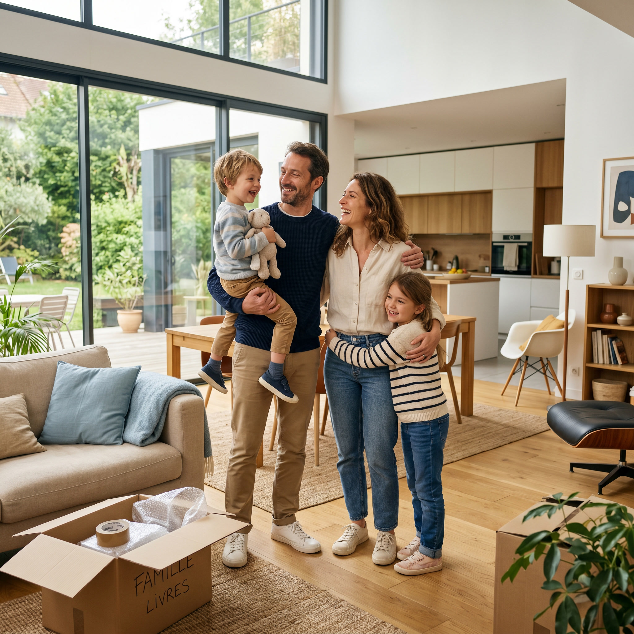 Famille heureuse dans son futur foyer
